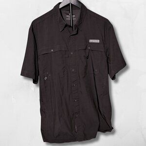 Realtree Fishing Shirt Men M Black Short Sleeve Button Down Performance PFG